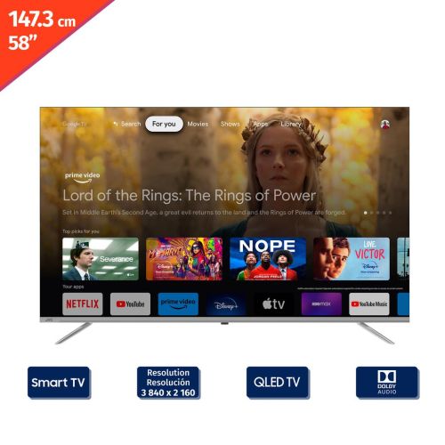 Pantalla Smart Google TV 4K QLED UHD JVC LT-58KB738 58 Pulgadas, Empaque Dañado, Artículo Con Detalles Ver Fotos, 99999900346012, 15