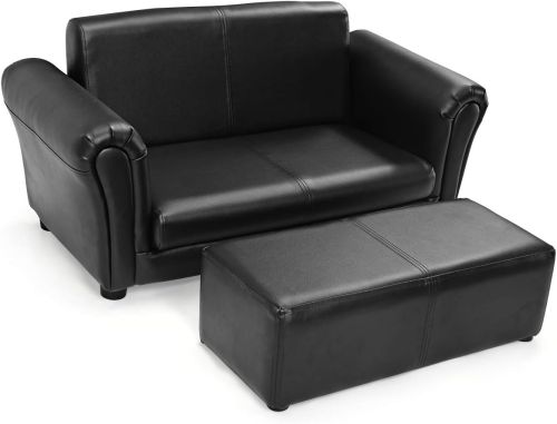Sofá de 2 Plazas Con Reposapies Negro Para Niños, Sin Empaque, 22222200108734, 15