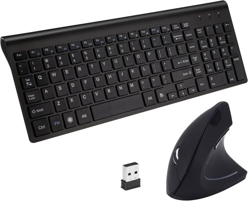 Ratón ergonómico vertical inalámbrico de 2.4 GHz y teclado, Caja dañada, 8-2, 99999900197332