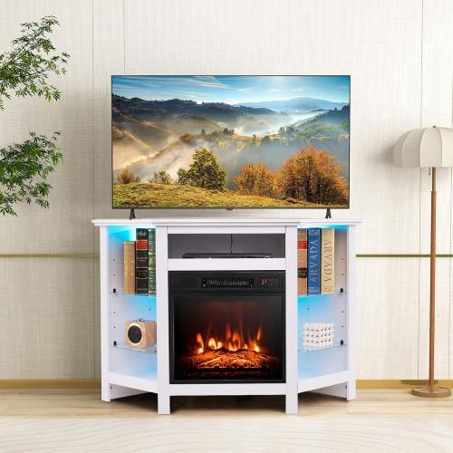 Mueble Esquinero Con Chimenea Eléctrica Blanco, Sin Empaque, ENVÍO LIMITADO POR PESO, 22222200109805, 15