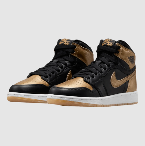 Tenis Nike Air Jordan 1 Retro Para Hombre Blanco/Negro/Dorado Talla 40 EUR, Empaque Dañado, 22222200117490, 6.2
