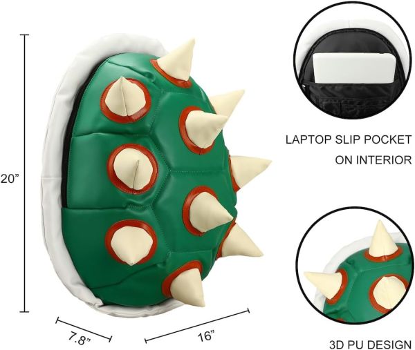 Mochila Super Mario Bros Bowser Concha De Tortuga Verde Sin Empaque 0.2 99999900247694
