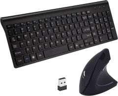 Ratón ergonómico vertical inalámbrico de 2.4 GHz y teclado, Caja dañada, 8-2, 99999900197332